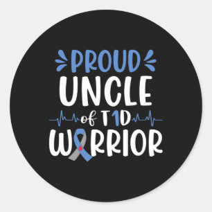 Adesivo Tio Orgulhoso do Guerreiro T1d Sensibilização Azul