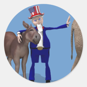 Adesivo Tio Sam Abraça Burro Feliz