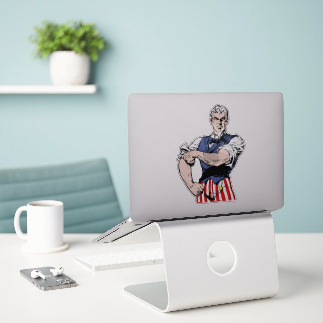 Adesivo Tio Sam enrolando manga (Laptop na mesa)