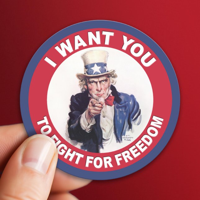 Adesivo Tio Sam: Eu quero que você lute pela liberdade! (Patriotic Sticker)