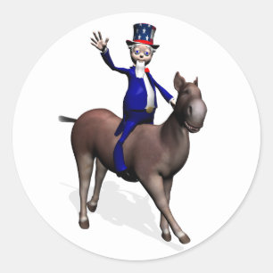 Adesivo Tio Sam montado em burro