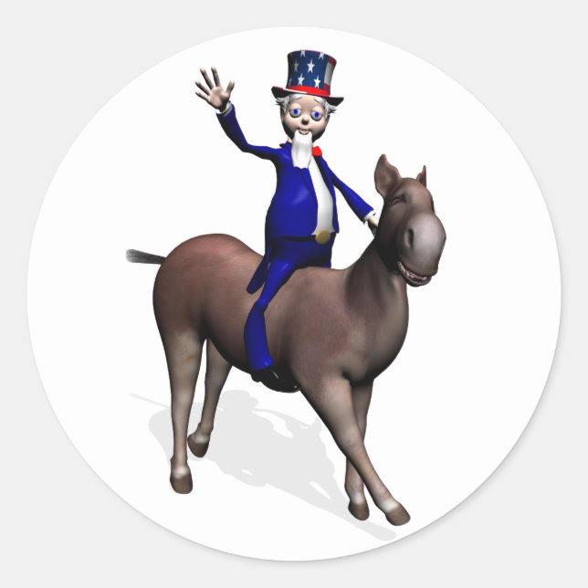 Adesivo Tio Sam montado em burro (Frente)