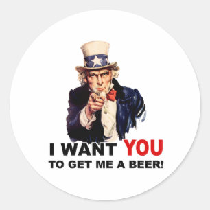 Adesivo Tio Sam QUERO QUE VOCÊ ME PEGUE UMA CERVEJA