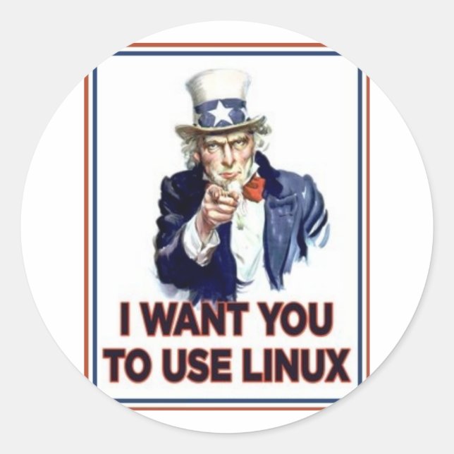 Adesivo Tio Sam: Use o Linux (Frente)