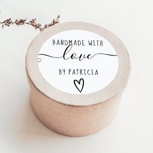 Adesivo Típica de amor feita à mão - branco preto minim