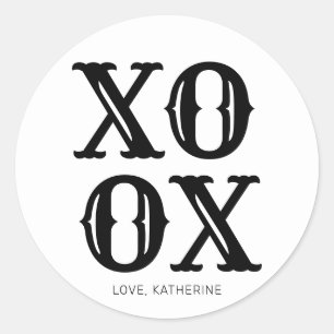 Adesivo Tipografia branca e branca XOXO, fofa personalizad
