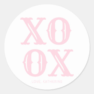Adesivo Tipografia branca rosa-rosa XOXO personalizada