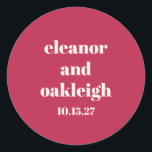 Adesivo Tipografia Chic Casamento Personalizado de Marinha<br><div class="desc">Vinheta redonda clássica de casamento clássico de marfim vermelho magenta marfim vermelho moderno</div>