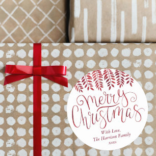 Adesivo Tipografia com Efeito Foil Vermelho Feliz Natal