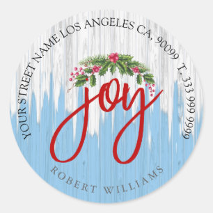 Adesivo Tipografia da alegria na madeira pintada rústica