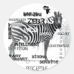 Adesivo Tipografia da Zebras Única a Preto e Branco