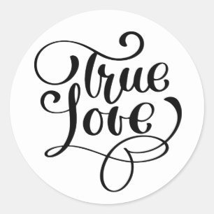 Adesivo Tipografia de Amor Verdadeiro Preto e Branco Festa