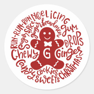 Adesivo Tipografia de Doces de Natal de Inverno Gingerman