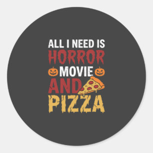 Adesivo Tipografia de Filme de Terror de Halloween e Pizza
