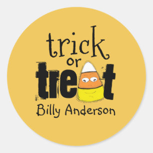 Adesivo Tipografia de Halloween Trick ou Treine Candy Corn