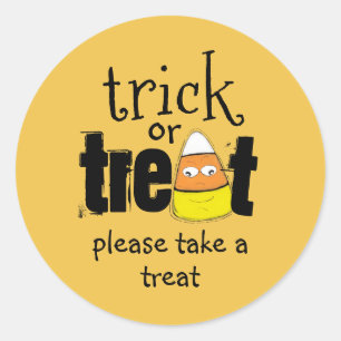 Adesivo Tipografia de Halloween Trick ou Treine Candy Corn