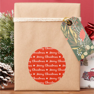 Adesivo Tipografia de Natal Feliz Padrão Vermelho Branco