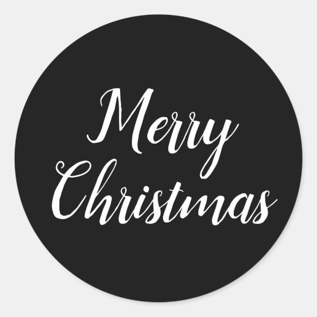 Adesivo Tipografia de White Script Preto de Feliz Natal (Frente)