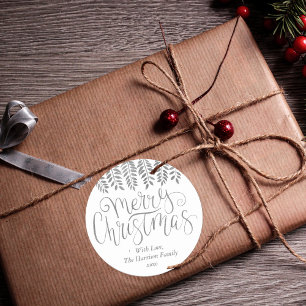 Adesivo Tipografia do Efeito das Folhas de Prata Feliz Nat