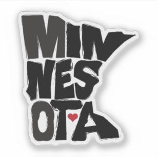 Adesivo Tipografia do mapa do estado de Minnesota com cora