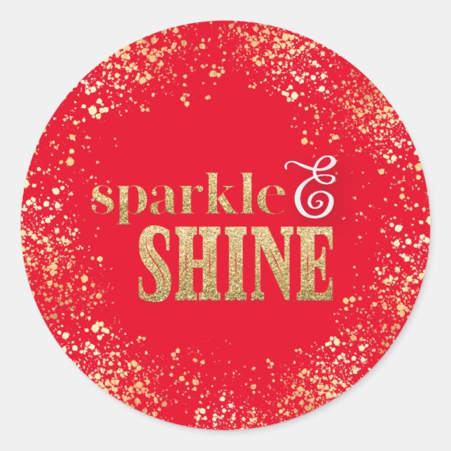 Adesivo Tipografia Dourada Sparkle Shine Confetti Holiday  (Frente)