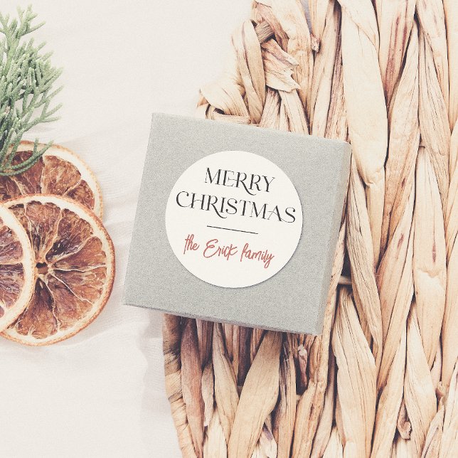 Adesivo Tipografia Elegante Feliz Natal e Nome da Família (Criador carregado)