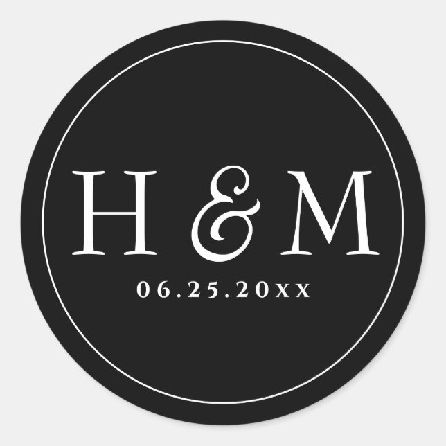 Adesivo Tipografia Elegante Simples Casamento Monograma (Frente)