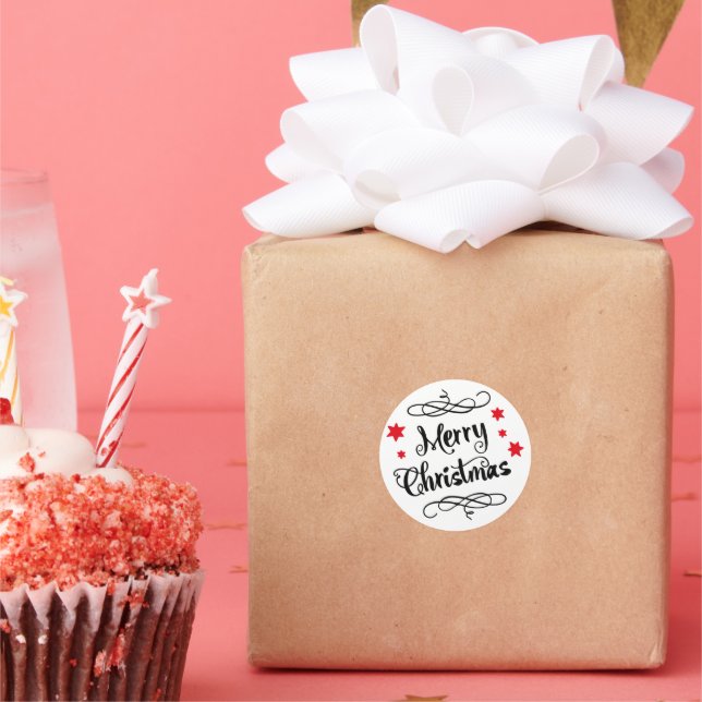 Adesivo Tipografia Feliz de Natal - Branco Vermelho (Festa)