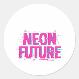 Adesivo Tipografia Glitch Futuro Neon Cyberpunk