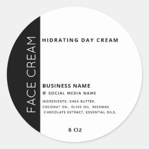 Adesivo Tipografia minimalista creme facial preto branco