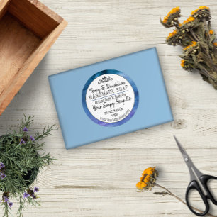 Adesivo Tipografia Moderna de Sabão Feita à Mancha Azul