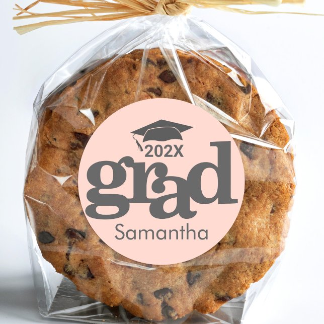 Adesivo Tipografia Moderna Negra De Graduação Rosa (Criador carregado)