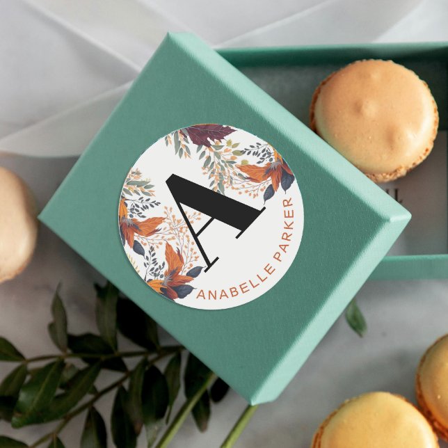 Adesivo Tipografia Moderna O Outono Deixa Nome Monograma (Criador carregado)