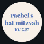 Adesivo Tipografia Negrito Ivory Blue Cute Bat Mitzvah<br><div class="desc">Pictografia a negrito Vazio Blue Bat Mitzvah Classic Round Sticker</div>