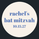 Adesivo Tipografia Negrito Ivory Blue Cute Bat Mitzvah<br><div class="desc">Pictografia a negrito Vazio Blue Bat Mitzvah Classic Round Sticker</div>