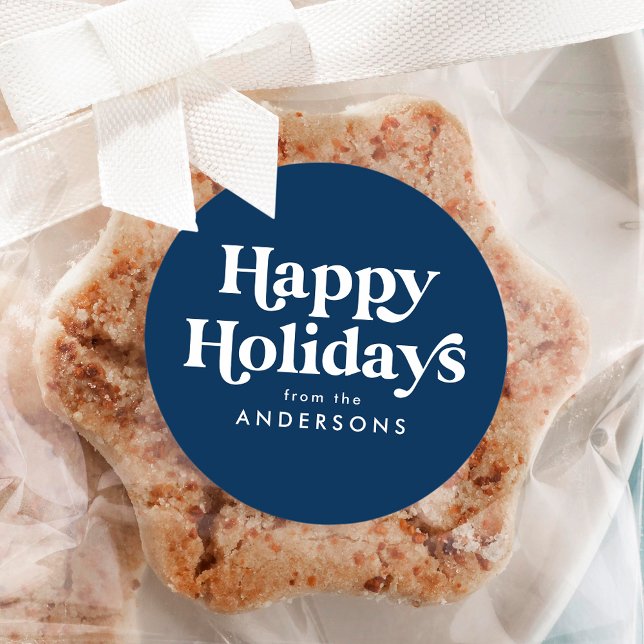 Adesivo Tipografia Retro Azul Felizes Festas (Criador carregado)