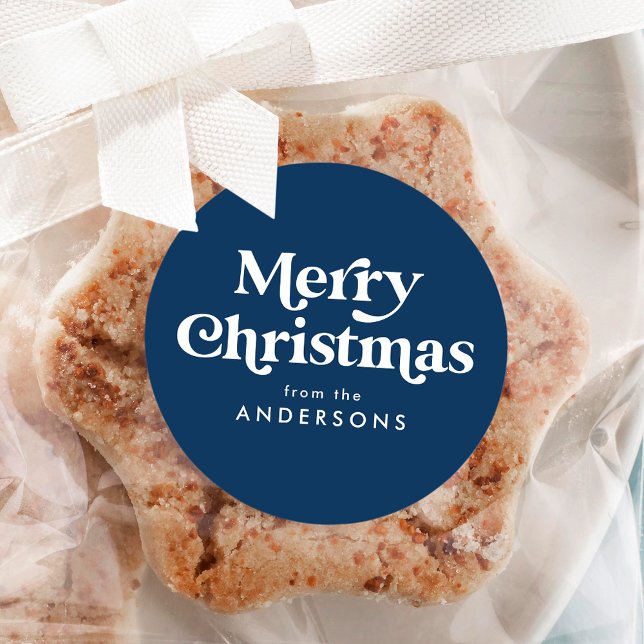 Adesivo Tipografia Retro Azul Marinho Feliz Natal (Criador carregado)