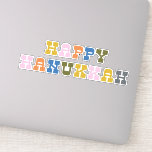 Adesivo Tipografia Retro Colorida Hanukkah<br><div class="desc">Celebre o Festival das Luzes com este vibrante adesivo "Feliz Chanucá"! Apresentando uma inscrição ousada e multicolorida com um toque retrorreflector,  este adesivo é perfeito para decorar presentes,  cartões de saudação,  laptop ou favores de festas de férias. Uma maneira divertida e festiva de espalhar Chanucá!</div>
