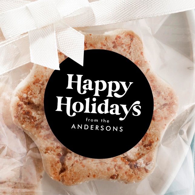 Adesivo Tipografia Retro Preto e Branco Felizes Festas (Criador carregado)