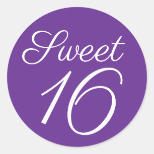 Adesivo Tipografia Royal Purple e Branco Sweet 16