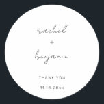 Adesivo Tipografia Simples Moderna do Script de Casamento<br><div class="desc">Obrigado moderno minimalista de casamento preto e branco,  seus adesivos</div>
