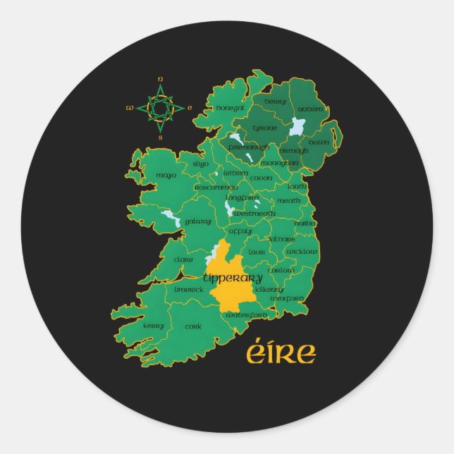 Adesivo Tipperary Ireland County Map Eire Viagem irlandês (Frente)