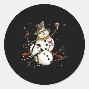 Adesivo Tipsy Snowman Holiday Season Bebendo Wine Snowmen