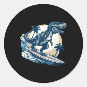 Adesivo Tiranossauro Rex de Surfe Surfando Dinossauro Lo