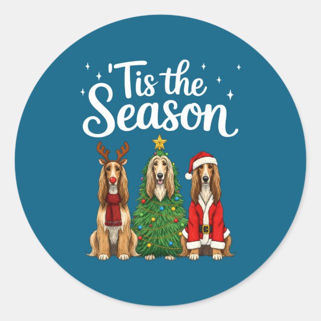 Adesivo Tis The Season Afghan Hound Christmas Santa Dog Lo (Frente)
