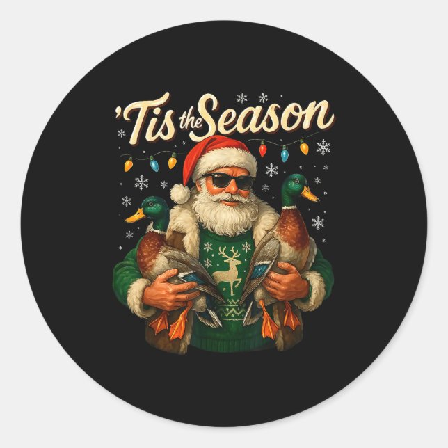 Adesivo Tis The Season Cool Santa Duck Christmas Design  (Frente)
