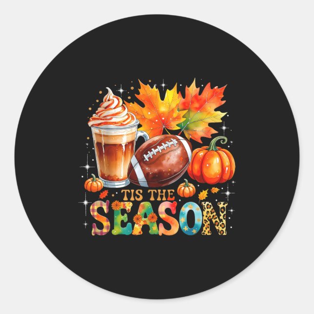 Adesivo Tis The Season Fall Coffee Football Autumn Gift  (Frente)