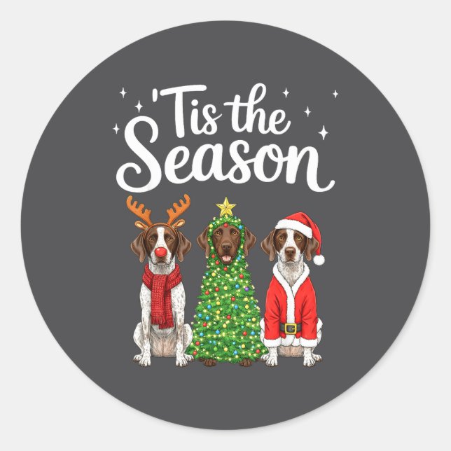 Adesivo Tis The Season German Shorthaired Inter Christmas  (Frente)