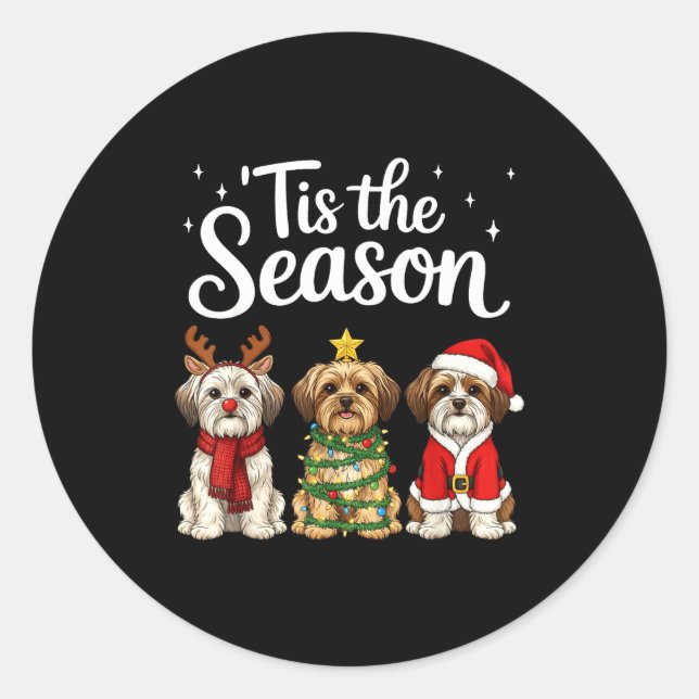 Adesivo Tis The Season Morkie Christmas Santa Dog Lover  (Frente)