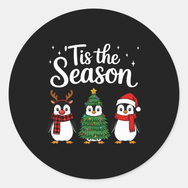Adesivo Tis The Season Penguin Christmas Santa Long Sleeve (Frente)